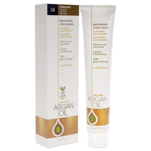 Crème de coloration permanente à l'huile d'argan - 2B Blue Black par One n Only pour unisexe - 3 oz de couleur de cheveux
