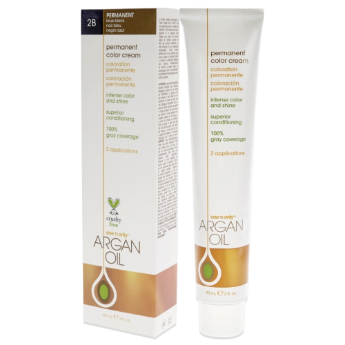 Crème de coloration permanente à l'huile d'argan - 2B Blue Black par One n Only pour unisexe - 3 oz de couleur de cheveux