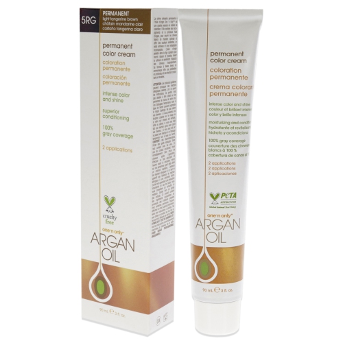 Crème de coloration permanente à l'huile d'argan - 5RG Light Tangerine Brown par One n Only pour unisexe - 3 oz de couleur de cheveux
