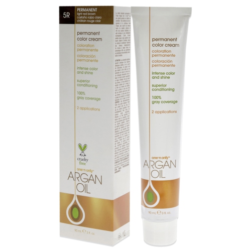 Crème de coloration permanente à l'huile d'argan - 5R brun rouge clair par One n Only pour unisexe - 3 oz de couleur de cheveux