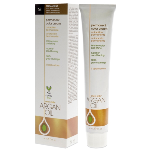 Crème de coloration permanente à l'huile d'argan - 6S Blond sable foncé par One n Only pour unisexe - 3 oz de couleur de cheveux