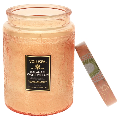 VOLUSPA  Kalahari Watermelon - Large By for Unisex - 18 OZ Candle But the best part is the fresh smell of summer watermelon that you can smell before you ever even open