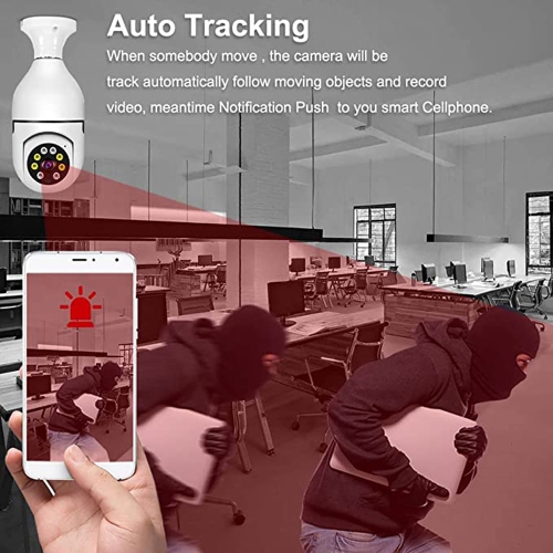 axGear Caméra de sécurité à ampoule Caméra WiFi panoramique à domicile avec suivi automatique