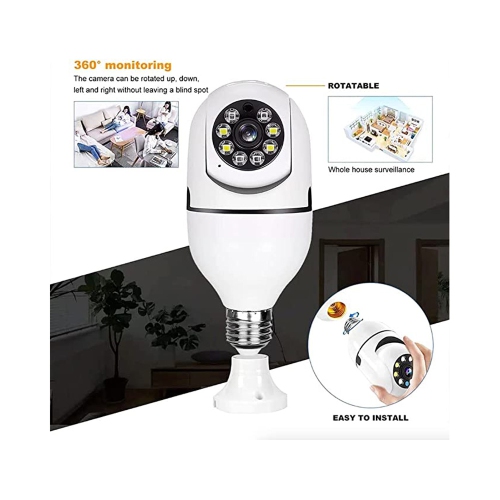 axGear Caméra de sécurité à ampoule Caméra WiFi panoramique à domicile avec suivi automatique