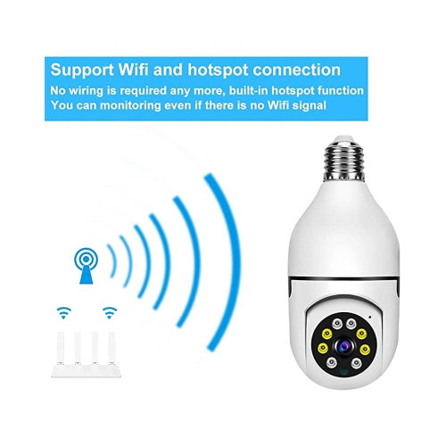 axGear Caméra de sécurité à ampoule Caméra WiFi panoramique à domicile avec suivi automatique