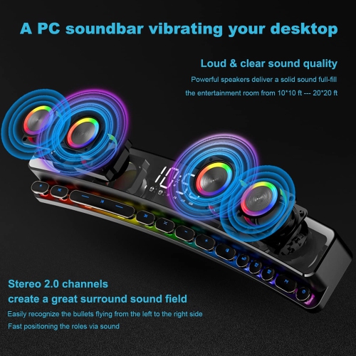 axGear Computer Speakers Desktop FM RGB PC Gaming Speaker Soundbar with Bluetooth