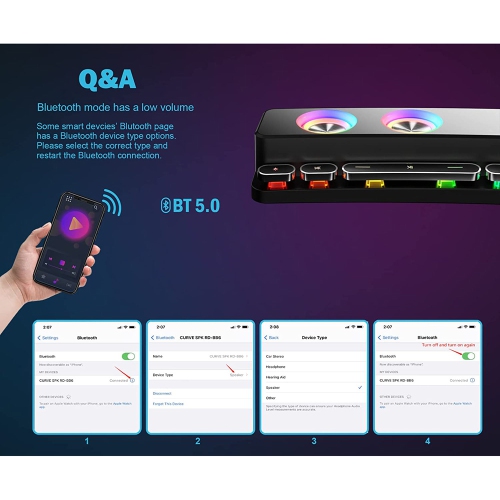 axGear Computer Speakers Desktop FM RGB PC Gaming Speaker Soundbar with Bluetooth