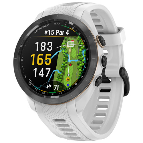 Montre intelligente GPS de 42 mm Approach S70 de Garmin pour le golf - Blanc