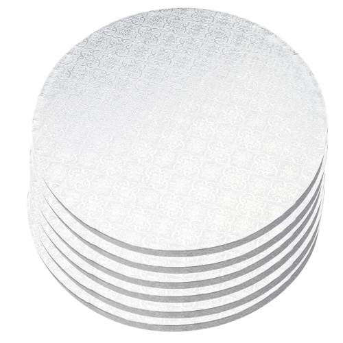 Baril à gâteau rond à bord lisse blanc – 6 po x ½ po d'épaisseur – Paquet de 6