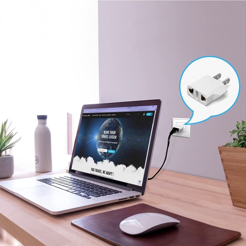 TEDLIN Universal European/Asia to US/CA Travel Power Plug Adapter Converter - White - 6 Pack