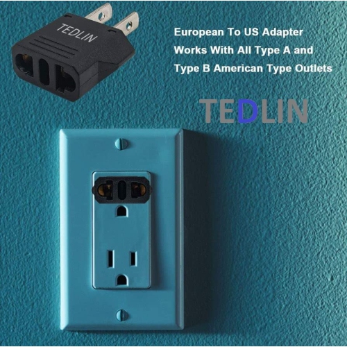 Lot de 6 adaptateurs de prise européenne vers US/CA - Prise d'alimentation universelle - Convertisseur d'entrée européen/Asie vers les USA/Canada