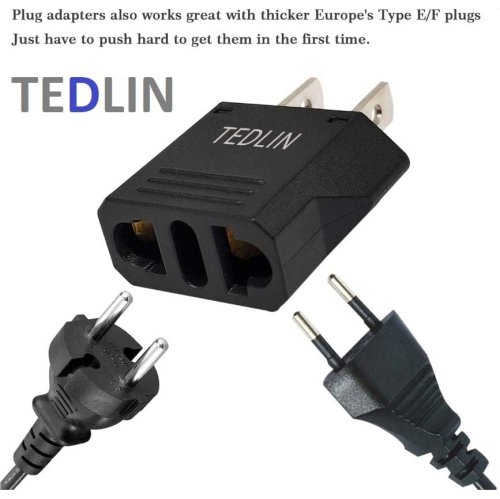 Lot de 6 adaptateurs de prise européenne vers US/CA - Prise d'alimentation universelle - Convertisseur d'entrée européen/Asie vers les USA/Canada