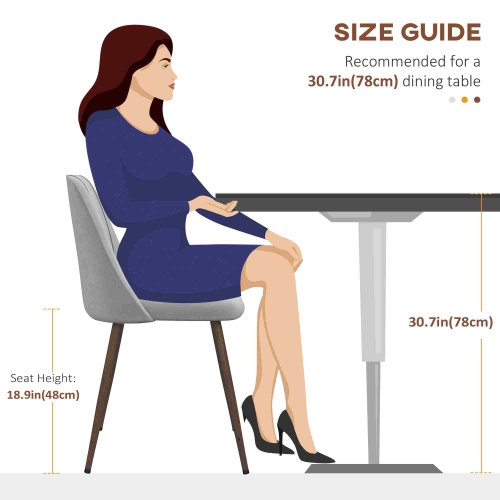 HOMCOM Dining Chairs Set of 4, Modern Kitchen Chairs with Velvet-touch Upholstery, Curved Back and Wood-grain Steel Legs, Accent Chairs for Living