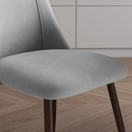 HOMCOM Dining Chairs Set of 4, Modern Kitchen Chairs with Velvet-touch Upholstery, Curved Back and Wood-grain Steel Legs, Accent Chairs for Living