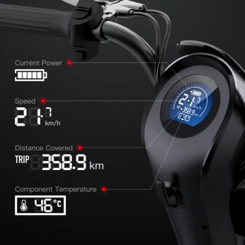 WINGOMART 14" E-Bike Electric Bike Scooter - Featuring Double Suspension, 48V/12.5Ah Battery, Up to 100km Autonomy, Up to 45km/h Speed, and 210lb