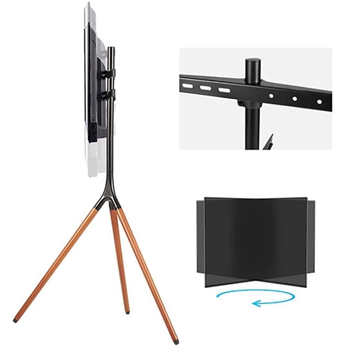 Easel Studio Floor TV Stand for Most 45"-65" Flat Panel TVs, Mobile TV Cart Shelf with Swivel and Tripod Base up to 70.4lbs Max VESA 600x400