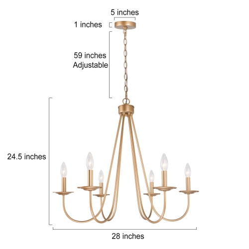Modern Dining Room Chandelier 6-Light Gold Chandelier Traditional Chandelier for Kitchen Island