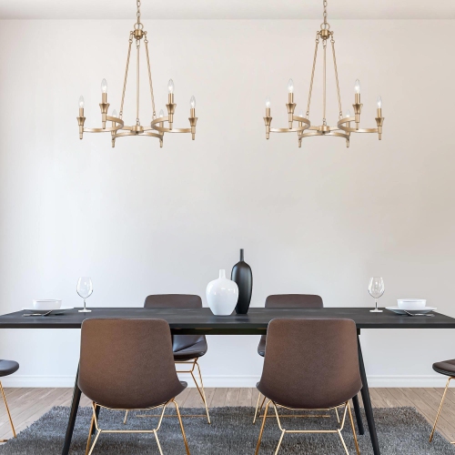Uolfin 6-Light Matte Gold with Classic Candle Style Modern/Contemporary Chandelier