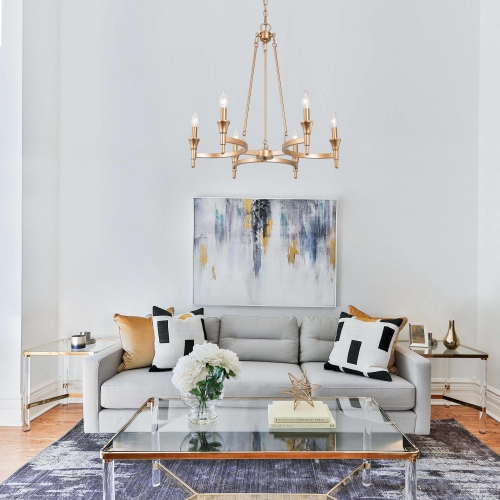Uolfin 6-Light Matte Gold with Classic Candle Style Modern/Contemporary Chandelier