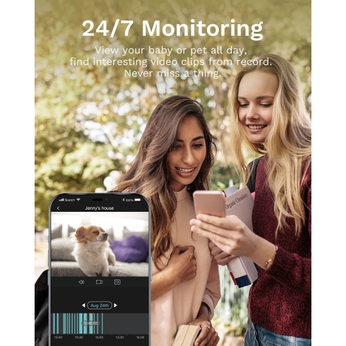 Caméra de surveillance intérieure 4&nbsp;Mpx de WUUK, caméra panoramique/inclinable à 360° pour interphone de surveillance, caméra de sécurité Wi-Fi