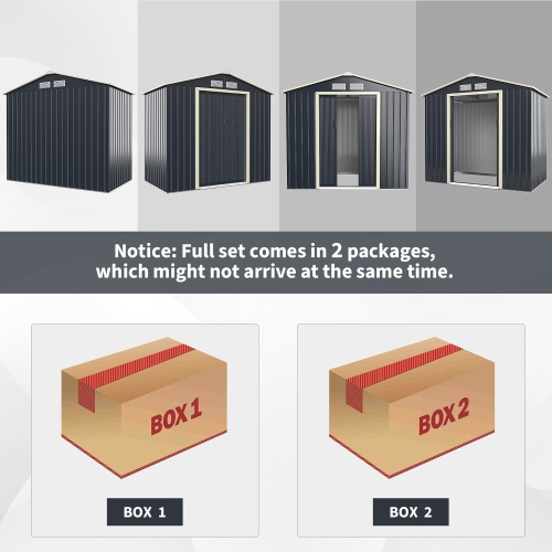 Costway 7' x 4' Metal Storage Shed for Garden and Tools w/Sliding Double Lockable Doors