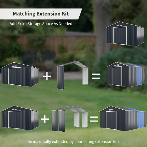 Costway Outdoor Storage Shed Extension Kit for 11.2 ft Shed Width Grey