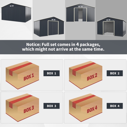 Costway 11' x 8' Metal Storage Shed for Garden and Tools w/Sliding Double Lockable Doors