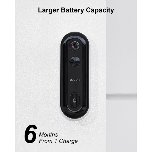 Sonnette avec caméra supplémentaire WUUK, sonnette vidéo 2K, aucun abonnement, sans fil ou avec fil, détection humaine et de mouvement, compatible