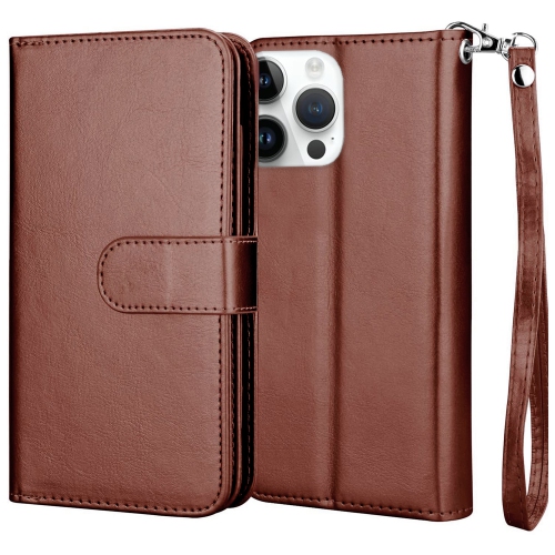 XCRS Apple iPhone 14 Pro Max Wallet Pouch Case, detachable magnet phone cover, Store 9 cards, PU Leather Flip Cover with Kickstand Magnetic Closure