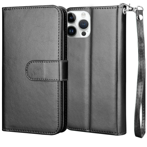XCRS Apple iPhone 14 Pro Max Wallet Pouch Case, detachable magnet phone cover, Store 9 cards, PU Leather Flip Cover with Kickstand Magnetic Closure