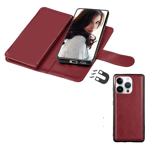 XCRS Apple iPhone 14 Pro Max Wallet Pouch Case, detachable magnet phone cover, Store 9 cards, PU Leather Flip Cover with Kickstand Magnetic Closure