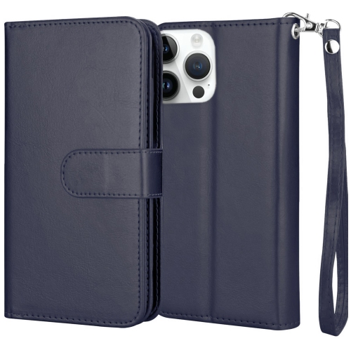 XCRS Apple iPhone 14 Pro Max Wallet Pouch Case, detachable magnet phone cover, Store 9 cards, PU Leather Flip Cover with Kickstand Magnetic Closure