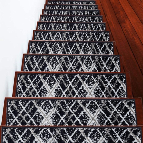 SUSSEXHOME  Stair Treads - Carpet Strips for Indoor Stairs - Easy to Install With Double Adhesive Tape - Safe, 9" X 28" - 4-Pack - In Navy