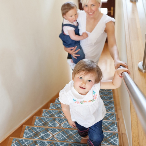 SussexHome Stair Treads - Carpet Strips for Indoor Stairs - Easy to Install with Double Adhesive Tape - Safe, 9" X 28" - 4-Pack - Teal