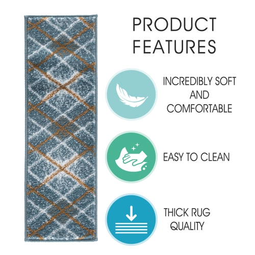 SussexHome Stair Treads - Carpet Strips for Indoor Stairs - Easy to Install with Double Adhesive Tape - Safe, 9" X 28" - 4-Pack - Teal