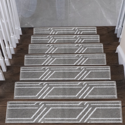 SussexHome Stair Treads - Carpet Strips for Indoor Stairs - Easy to Install with Double Adhesive Tape - Safe, 9" X 28" - 4-Pack - Gray