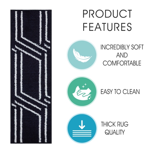 SussexHome Stair Treads - Carpet Strips for Indoor Stairs - Easy to Install with Double Adhesive Tape - Safe, 9" X 28" - 13-Pack - Navy