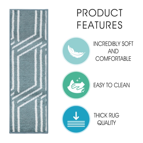 SussexHome Stair Treads - Carpet Strips for Indoor Stairs - Easy to Install with Double Adhesive Tape - Safe, 9" X 28" - 7-Pack - Teal