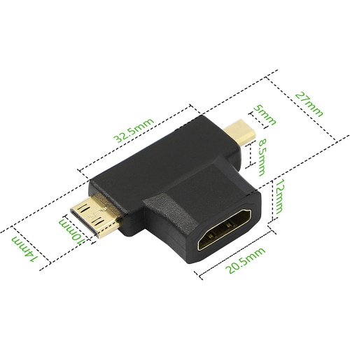 TEDLIN 2 in 1 HDMI to Mini/Micro HDMI Adapter,Mini and Micro HDMI Male to HDMI Female Universal Adapter Full HD - Free Shipping