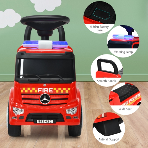 Topbuy Kids Ride On Car Fire Engine Licensed Mercedes Benz Scooter w/ Storage Space Indoor & Outdoor Use
