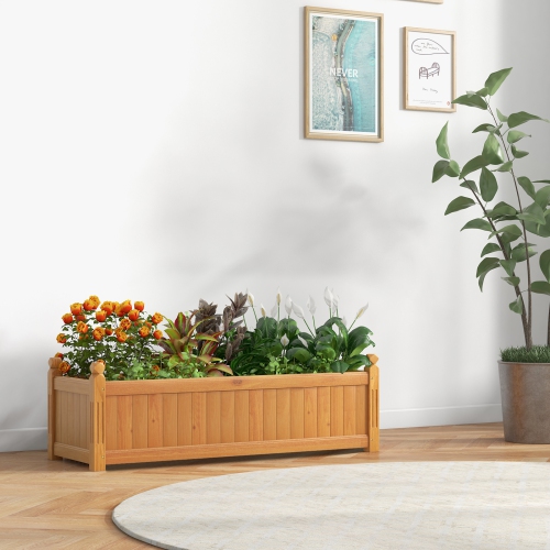 Topbuy Raised Garden Bed Elevated Planter Box with Drainage Gaps Outdoor Wood Planter Container
