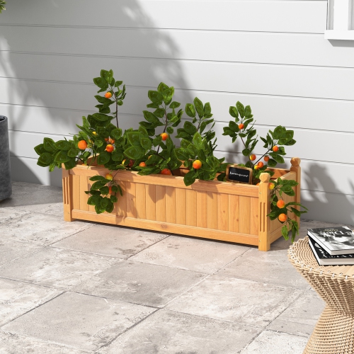 Topbuy Raised Garden Bed Elevated Planter Box with Drainage Gaps Outdoor Wood Planter Container