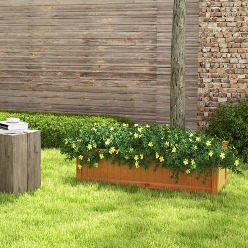 Topbuy Raised Garden Bed Elevated Planter Box with Drainage Gaps Outdoor Wood Planter Container