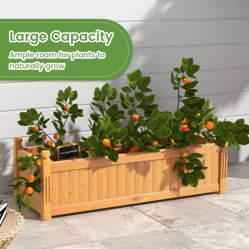 Topbuy Raised Garden Bed Elevated Planter Box with Drainage Gaps Outdoor Wood Planter Container