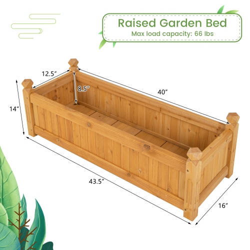 Topbuy Raised Garden Bed Elevated Planter Box with Drainage Gaps Outdoor Wood Planter Container