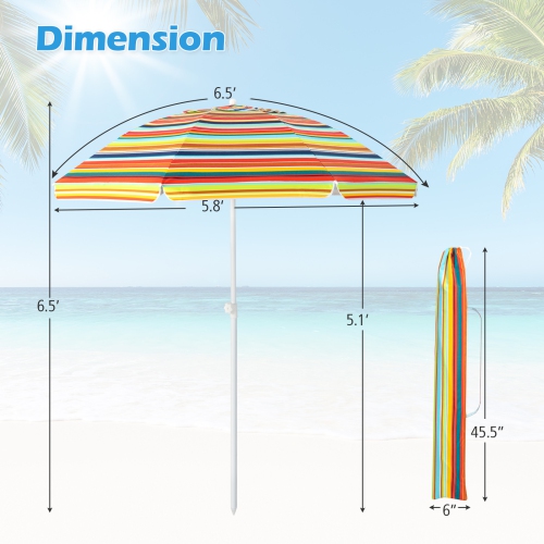 Topbuy 6.5 FT Beach Umbrella Windproof Ventilated Sunshade Shelter