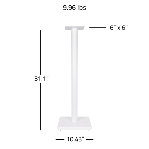 Fluance Floor Speaker Stands for Surround Sound and Bookshelf Speakers with Cable Management - Square Base/Pair (SS05SWH