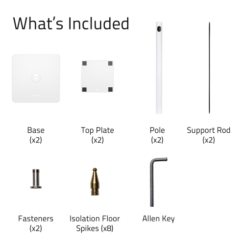 Fluance Floor Speaker Stands for Surround Sound and Bookshelf Speakers with Cable Management - Square Base/Pair (SS05SWH