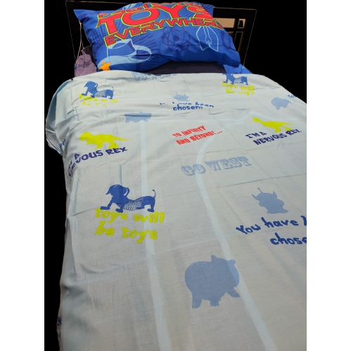 Ensemble de draps multicolores pour lit simple Overprinted de Toy Story pour enfants - Ensemble de 3 pièces