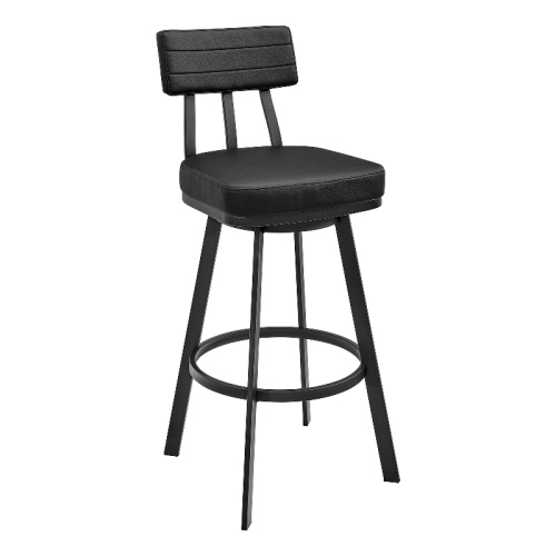 ARMEN LIVING  Jinab Swivel Bar Stool In Metal With Faux Leather In Black